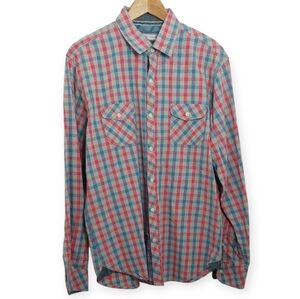 pd&c Men's Size Large Button Down Shirt Plaid Spring Color Pallet Cotton
